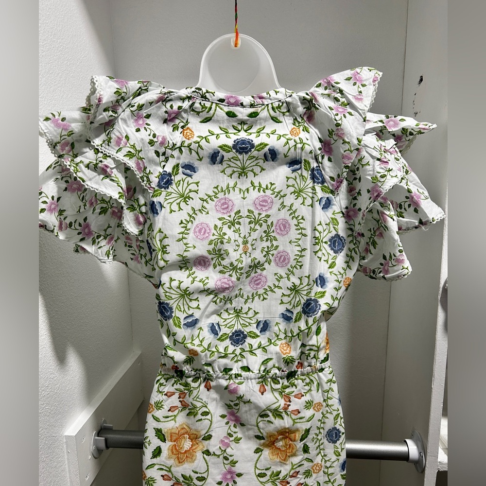 Farm Rio Off-White Folk Floral Lace Midi Dress. L. NWT. - Picture 9 of 14